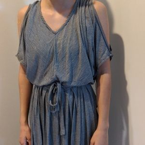 Navy and grey striped maxi dress